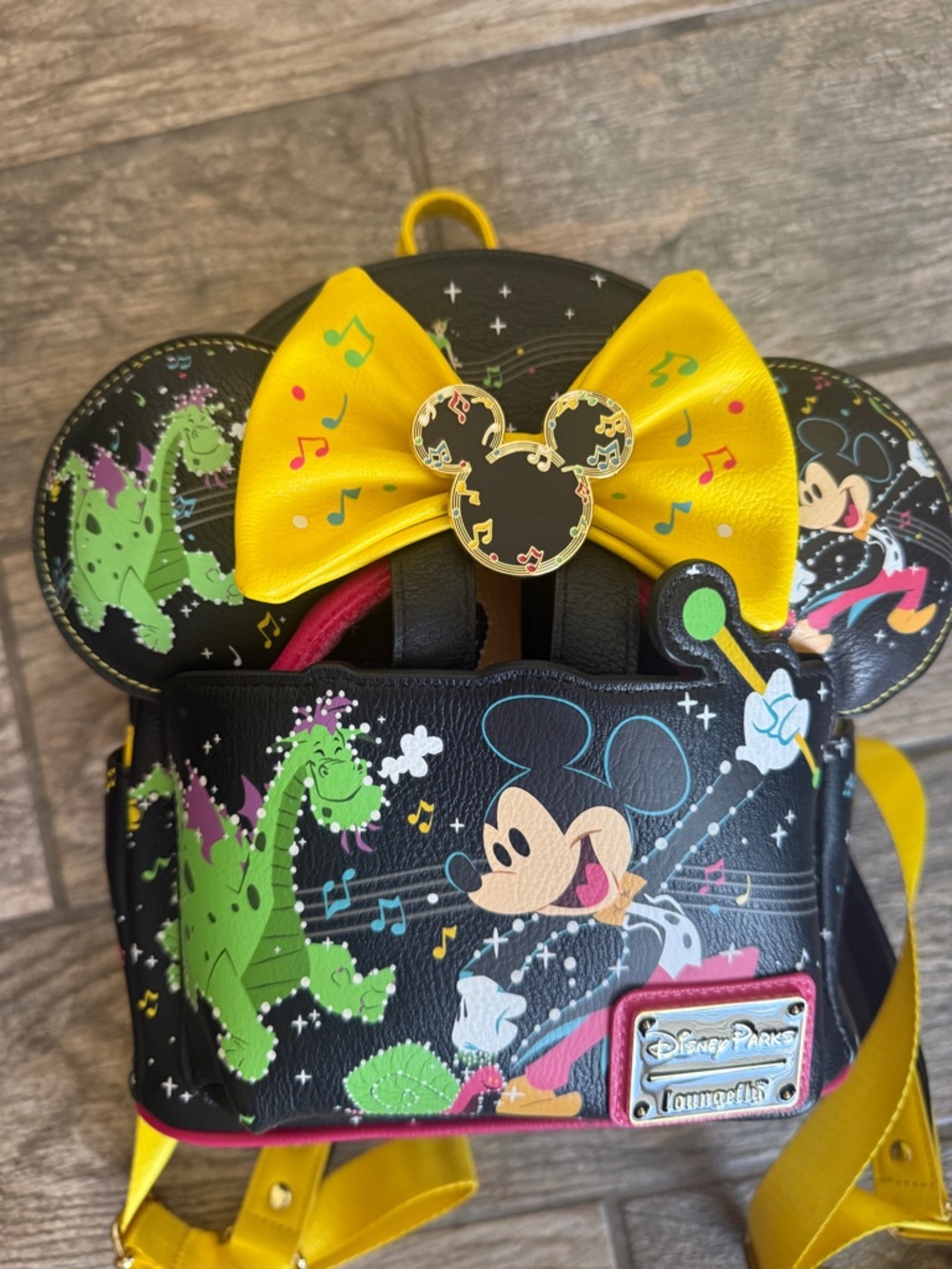 Loungefly Disney Mickey Mouse Musical Dragon Mini Backpack - Black & Yellow